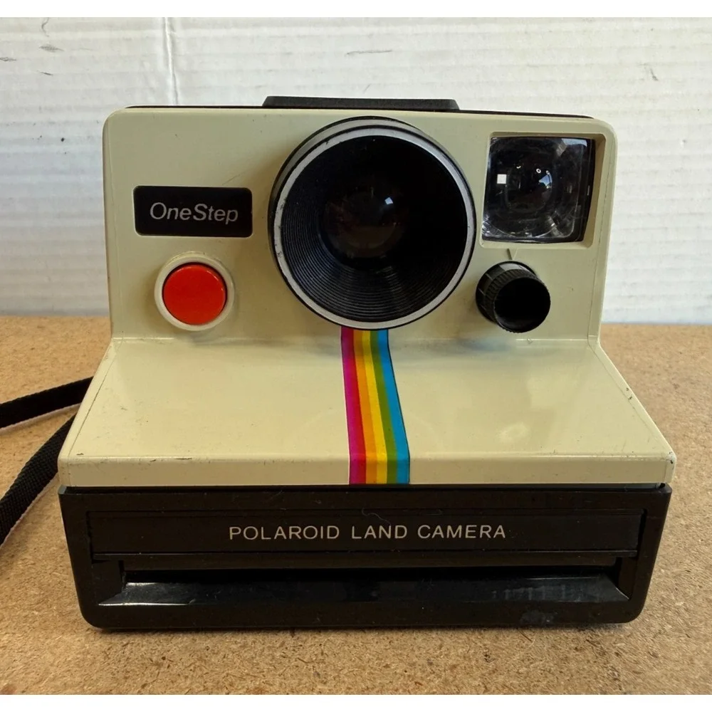 Vintage Polaroid One Step Land Camera Rainbow‎ Stripe SX-70 w/ Strap
